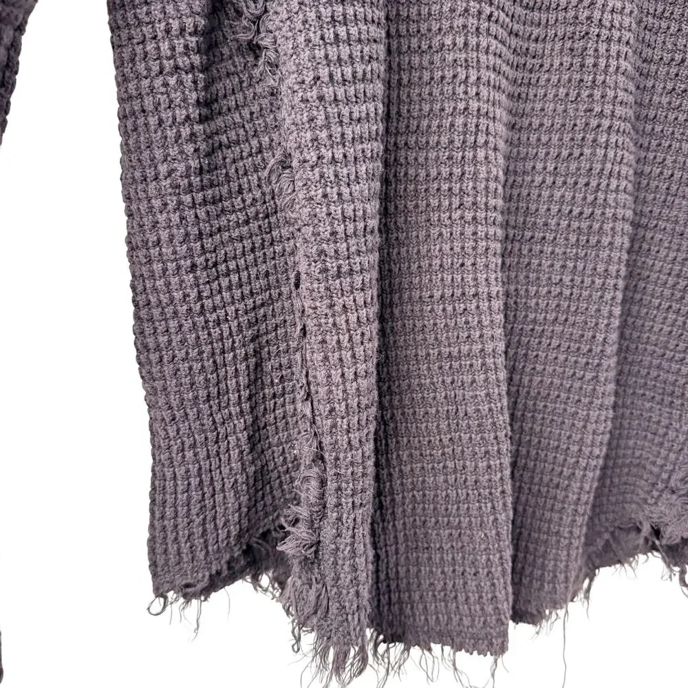 Free People Thermal Cold Shoulder Long Sleeve Gray Small Raw Hem Casual